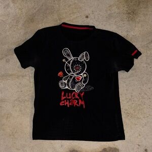 Black T-shirt with Bear on the front!! Very cool for stylish looking type style.